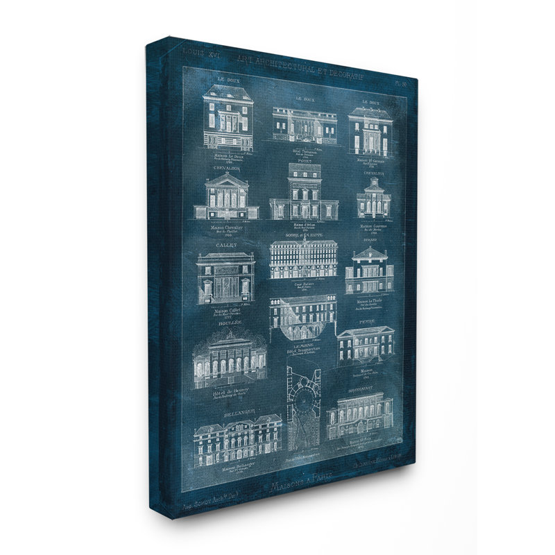 "blueprint of houses" , impression, H 20 po x l 16 po, Toile