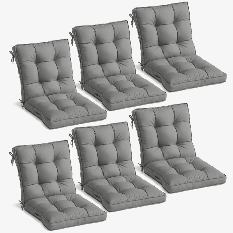 Outdoor/Indoor High Back Chair Cushions, Light Gray, 22.5" W x 22.5" D
