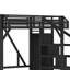 Lit mezzanine simple noir en MDF et métal noir avec escalier, garde-robe, USB et DEL noir naturel-861239838-861239833