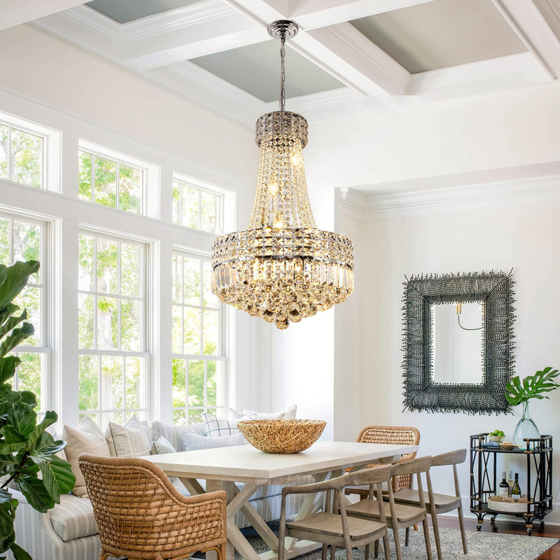 16.53in Luxury Modern Chrome Crystal Chandelier, E14 base(No Bulb Included)