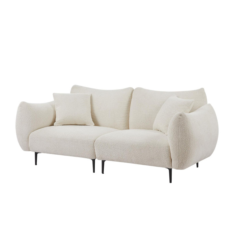 Modern Minimalist Loveseat, 30" H x 81.1" W x 38.6" D, White