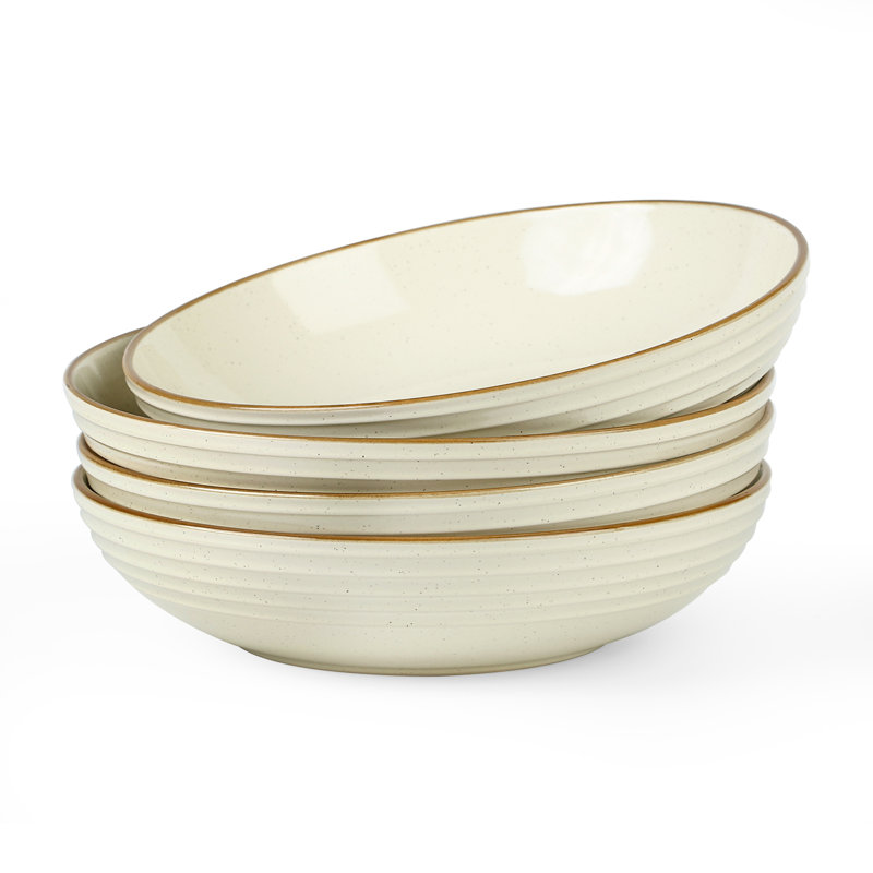 Ensemble de 4 grandes assiettes à pâtes Kellison Latitude Run, Blanc vanille