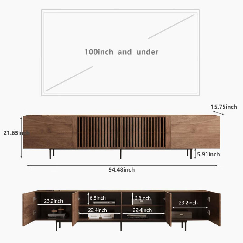 Mid-Century Modern TV Stand with Storage for Living Room