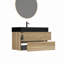 Meuble-lavabo 36 po avec lavabo en quartz d'ingénierie et tiroirs noirs doux, meuble-lavabo mural flottant pour salle de bain moderne, lavabo une pièce noir mat sans drain ni robinet, KD
