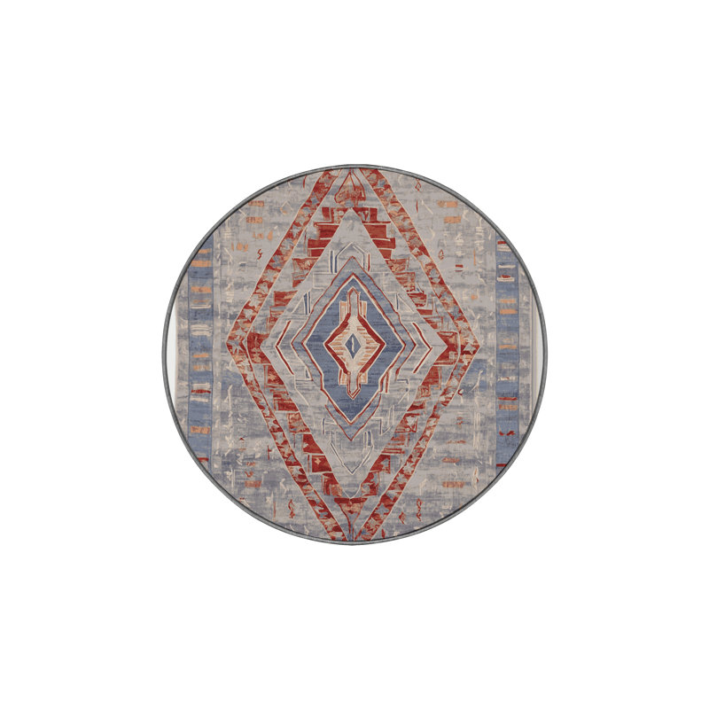 Tapis gris soyeux et moelleux, Rond 4 pi