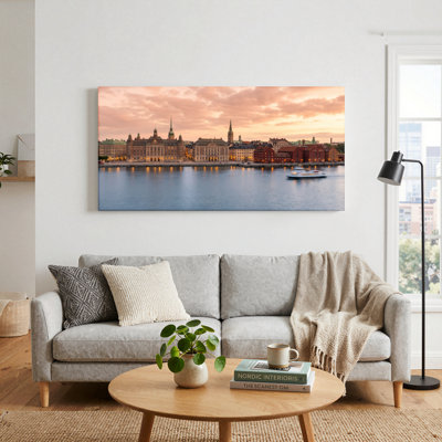 Ensemble de 1 tableau sur toile représentant la silhouette de la ville