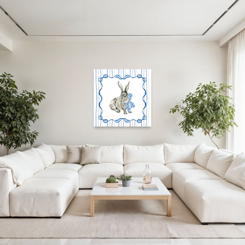 Impression d'art mural abstrait Bluebonnet Bunnies, 48" H x 48" W