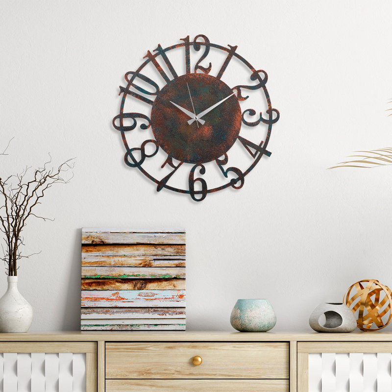 Horloge murale décorative en métal, Brun