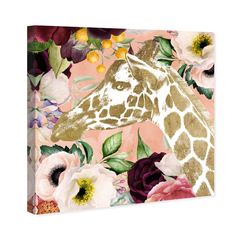 «Fashion and Glam Giraffe», impression d'art graphique, H 30 po x l 30 po x 1,5 po, Toile tendue