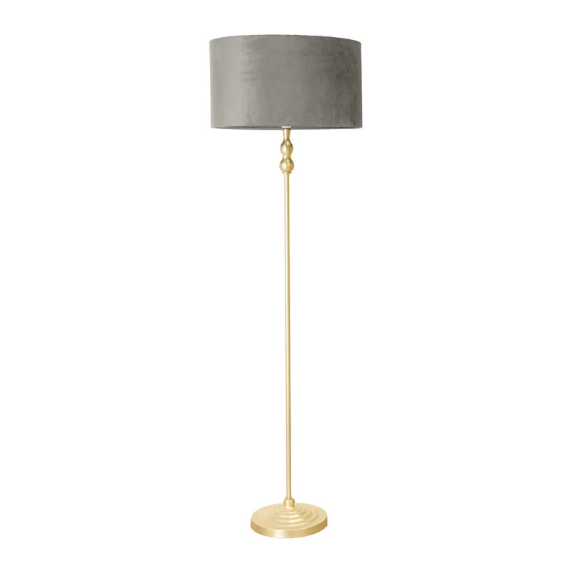 Saylorsburg 151cm Traditional Floor Lamp, No, White Fabric, Gold Metal
