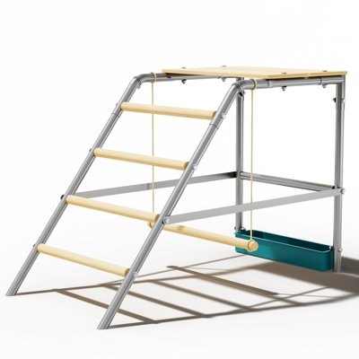 Barres de perchoir pour poulailler avec poulailler et mangeoire, perchoir à volaille à structure métallique, base antidérapante, assemblage facile, L 37,4 po x l 18,9 po x H 28 po, pour les poulets et les petites volailles