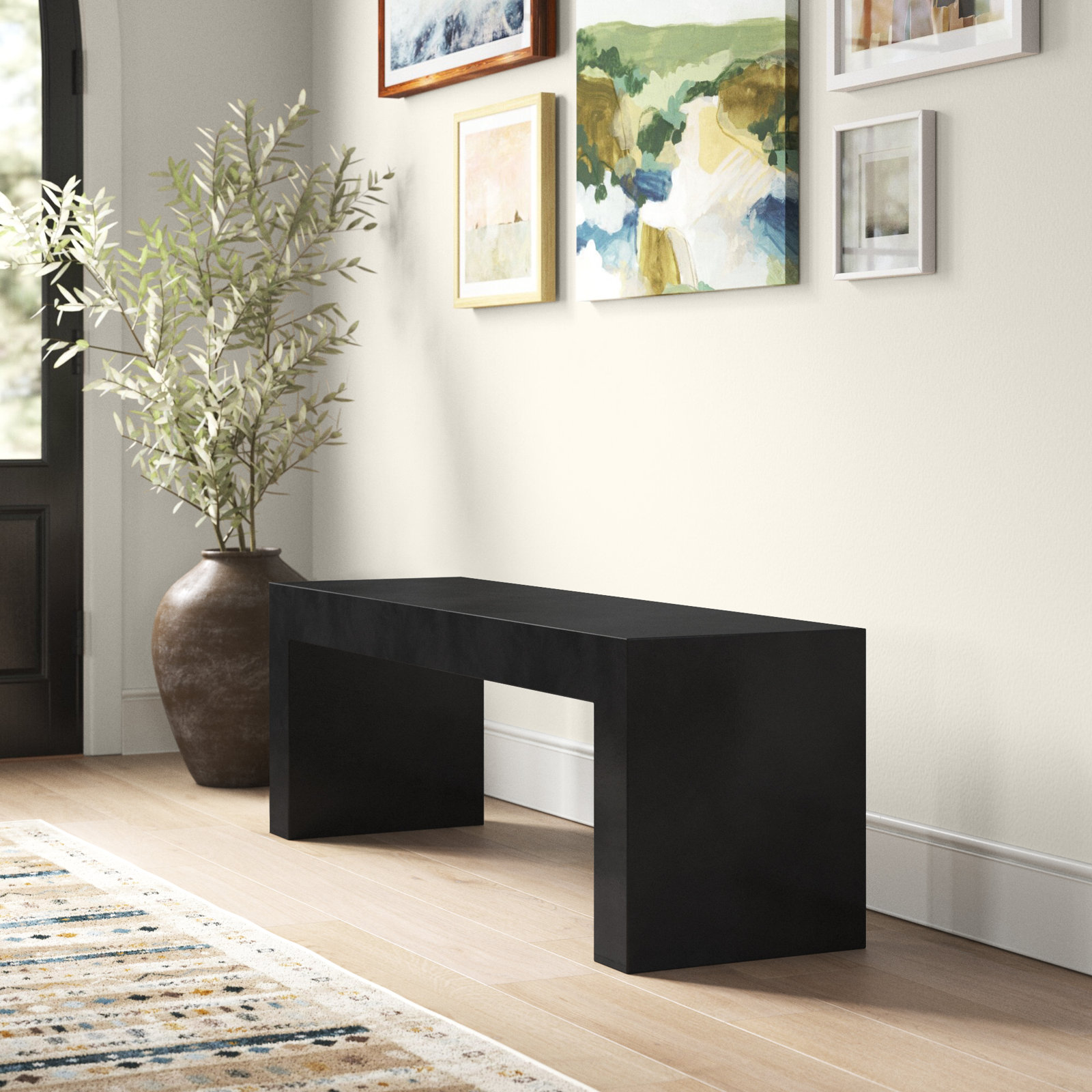 Columbia 55'' Concrete Outdoor Bench, Black