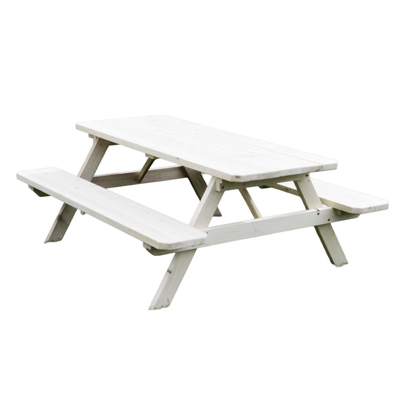 Keystone Amish Co. Spruce Picnic Table, 5-Foot, White Stain, 30" H x 55" W x 60" D, White Stain