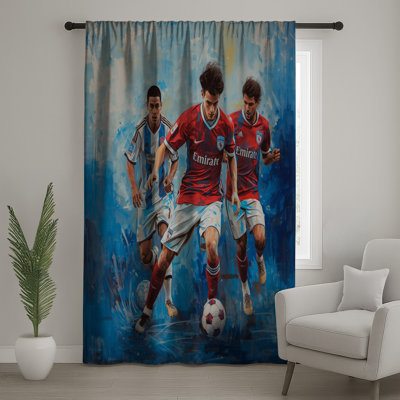 Soccer Players In Action Window Curtains, Soccer Sheer & Blockout Curtains - 1 Panel