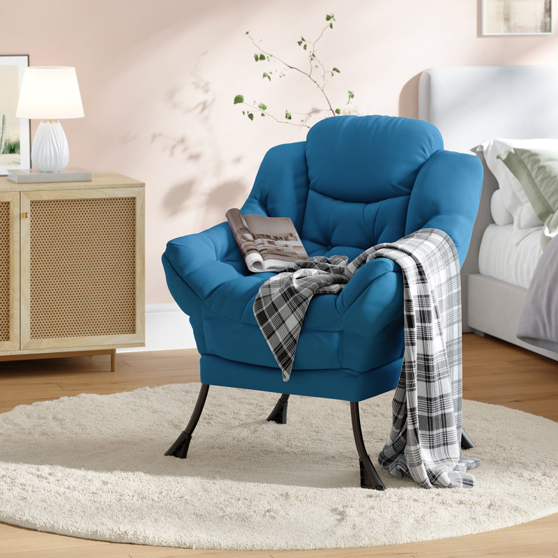 Lazy Chair for Living Room, Modern Large Accent Lounge Armchair with Side Pocket, Comfy Leisure Sofa Reading Chair, for Bedroom, Living Room, Dorm Rooms and Office