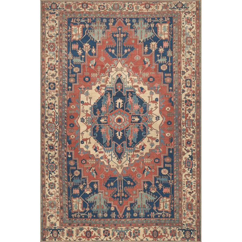 Tapis décoratif beige rétro à motif traditionnel lavable à la machine, Tapis de couloir 2 pi 6 po x 9 pi 10 po
