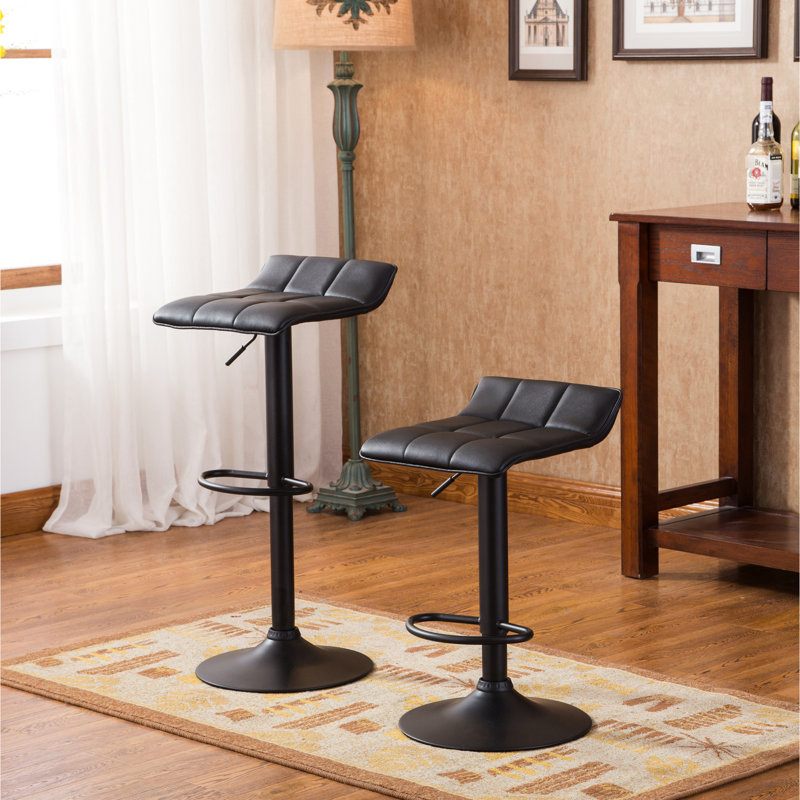 De 2 tabourets de bar réglables en cuir reconstitué noir - style moderne et fonctionnalité pivotante 2 hauteur de base pour la durabilité