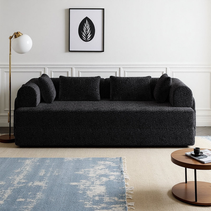 Canapé-lit pliable en chenille de 78,7 pouces avec canapé-lit pliant en chenille, Noir
