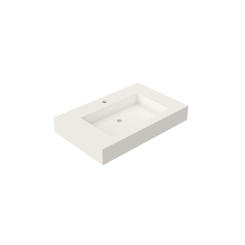 Meuble-lavabo en résine de pierre pour salle de bain - blanc mat, profondeur de 33,9 po, empreinte adaptable à tous les types d'aménagement, durabilité du matériau, installation murale ou sur comptoir, piédestal avec