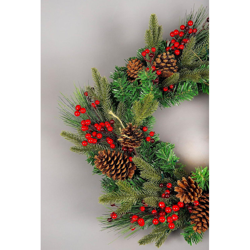 Faux Lighted PVC 23.62cm Christmas Wreath
