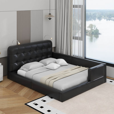 Queen Upholstered Platform Bed With 2 Reading Lights