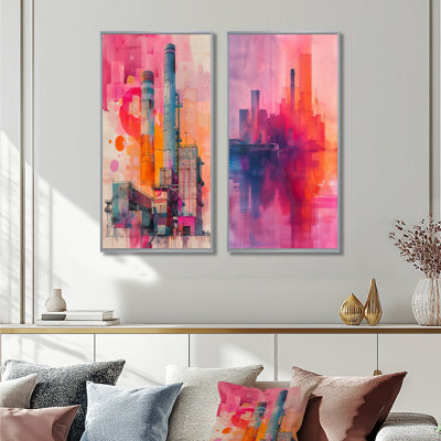 Rose orange électrique Dreams Power Plant I - Power Plants Wall Art 2 pièces
