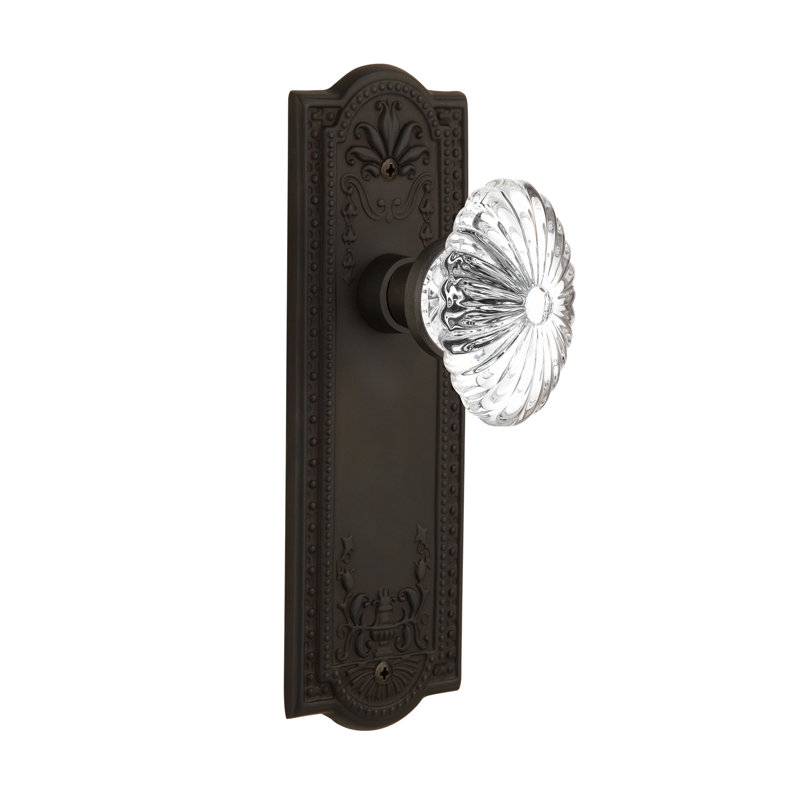 Meadows Plate with Oval Fluted Crystal Door Knob, Oil-Rubbed Bronze, 2-3/4”