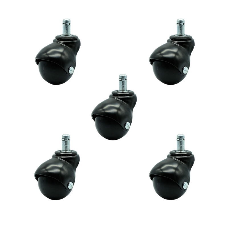 Ensemble de 5 roulettes 2 pouces, Noir lustré