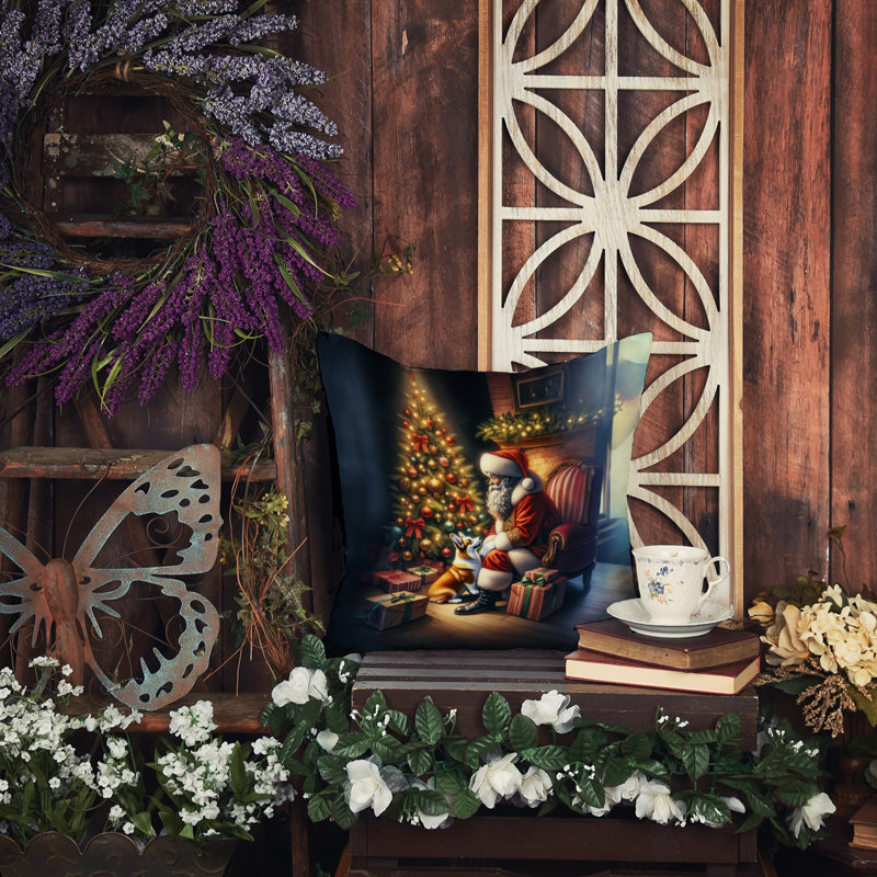 Coussin Corgi and Santa Claus, H 14 po x l 14 po