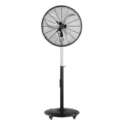 Ventilateur sur pied haute vitesse de 61 cm (24 pouces), 6800 CFM, oscillation à 85°, hauteur réglable à 3 vitesses, acier au carbone étanche IP44, pour garage ou atelier commercial, noir.
