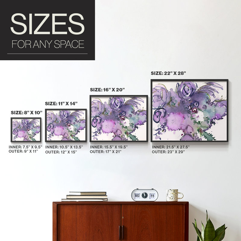 Lavande florale Splendor II - impression encadrée - réarmable, Noir, noir, noir, noir, H 16 po x l 20 po