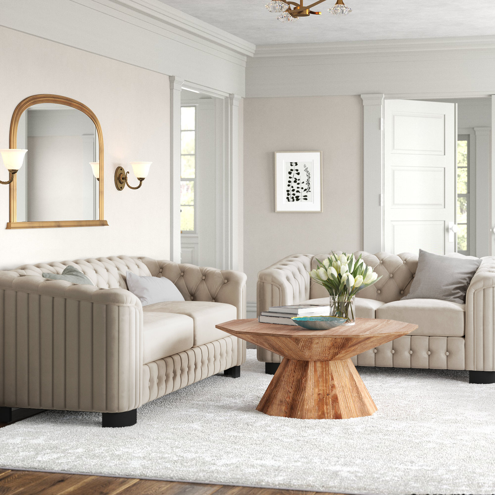Willa Arlo™ Interiors Veans Modern Giant Velvet 2- Piecce Living Room Set & Reviews | Wayfair
