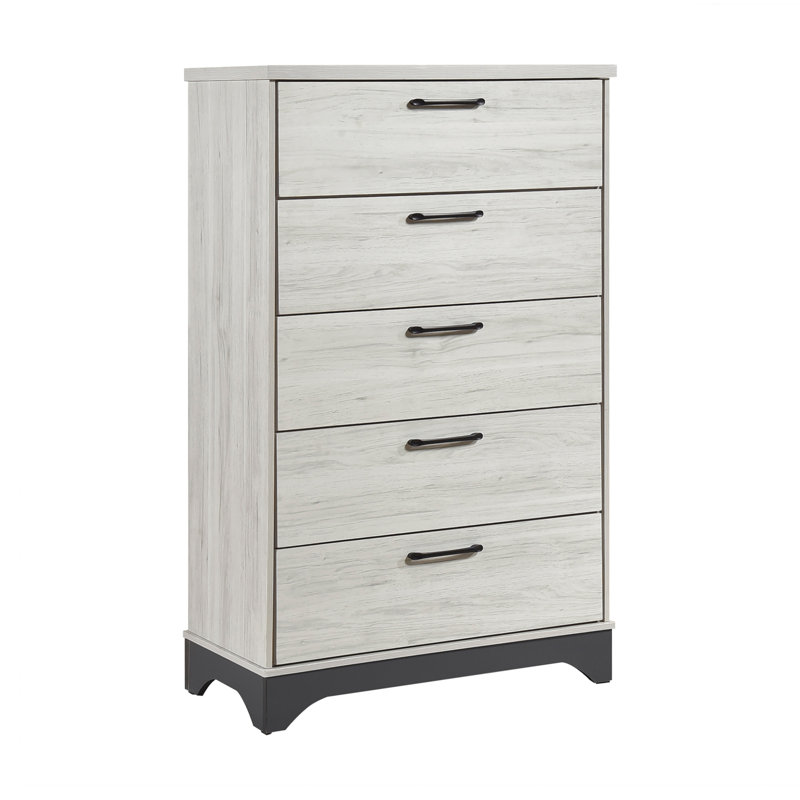 Meuble de chambre contemporain à 5 tiroirs avec finition bicolore et 1 tiroir