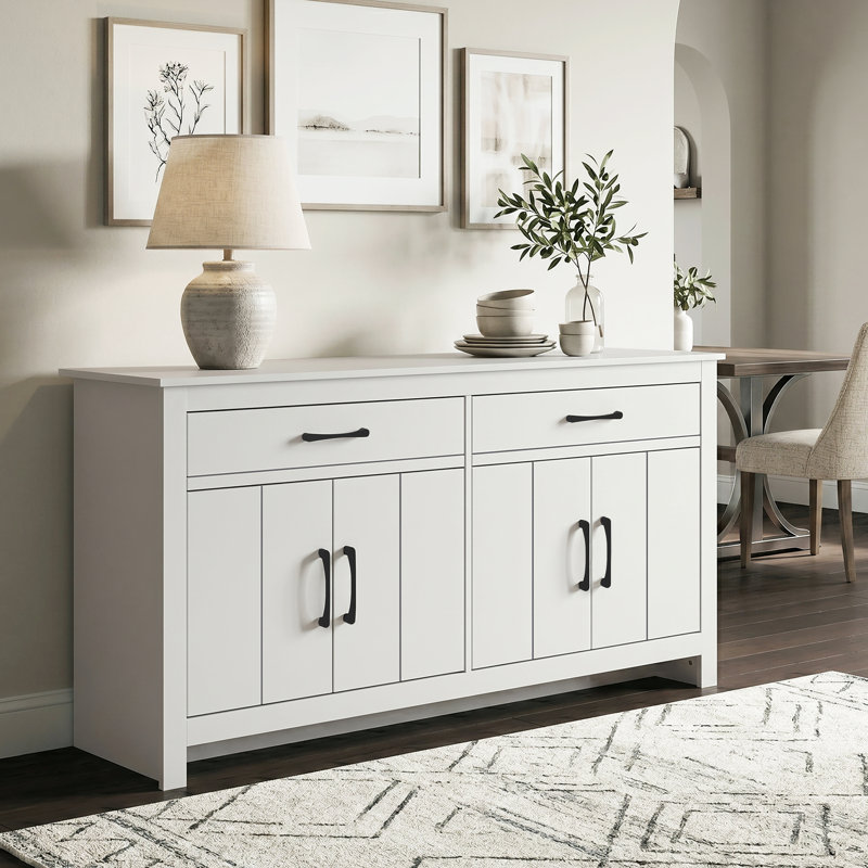 Alezae 4 Door 2 Drawer Multifunctional Sideboard, White