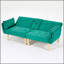 Canapé pliable vert 2 places de 183 cm (72 pouces), revêtement en velours doux, confortable et idéal pour un salon ou un appartement.