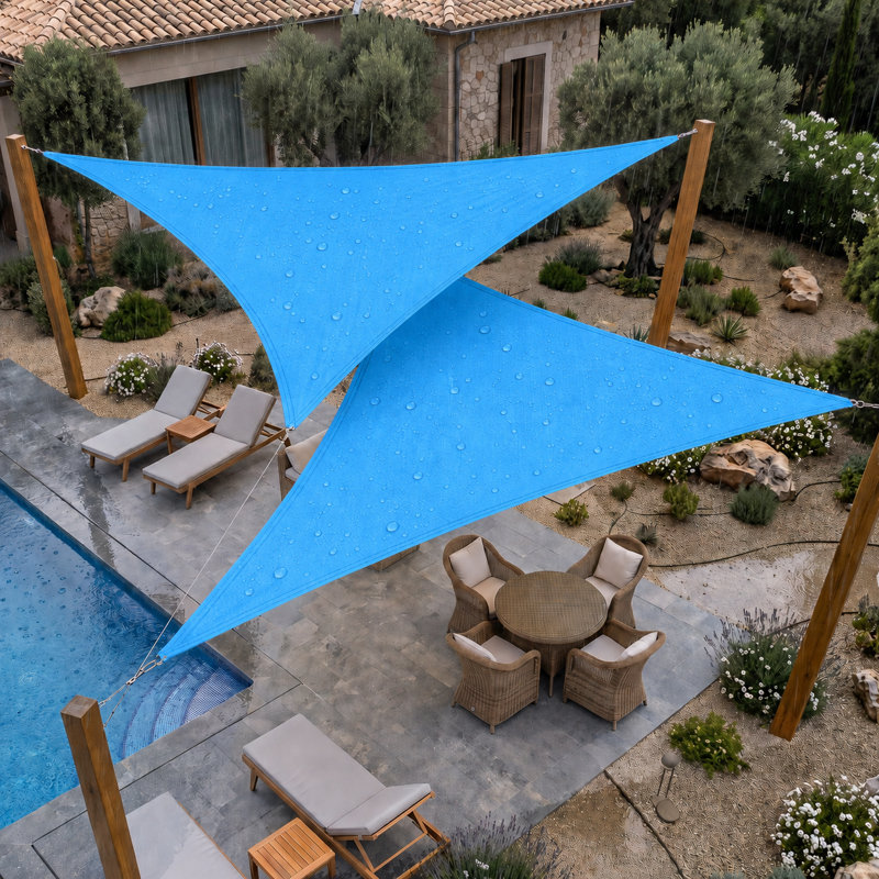 Toile d'ombrage triangulaire imperméable personnalisable ColorTree - durable et résistante aux rayons UV, Bleu