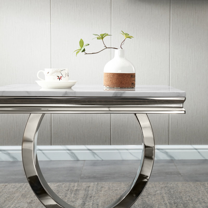 Table de bout Marleyann, Blanc, Argenté