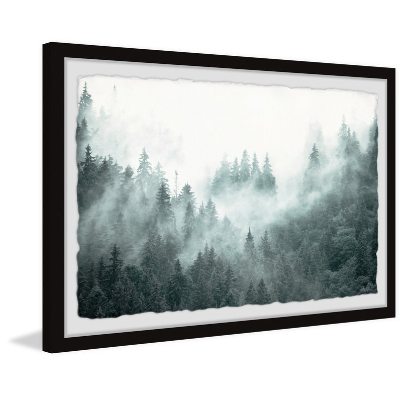 À travers les bois - Peinture, Papier noir encadré avec coin fermé, Blanc, L 12 po x H 8 po x P 1,5 po
