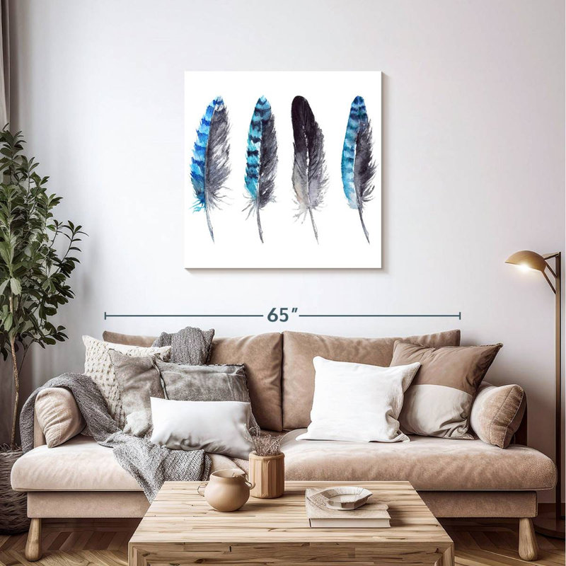 Plumes de geai bleu Kerner, H 36 po x l 36 po