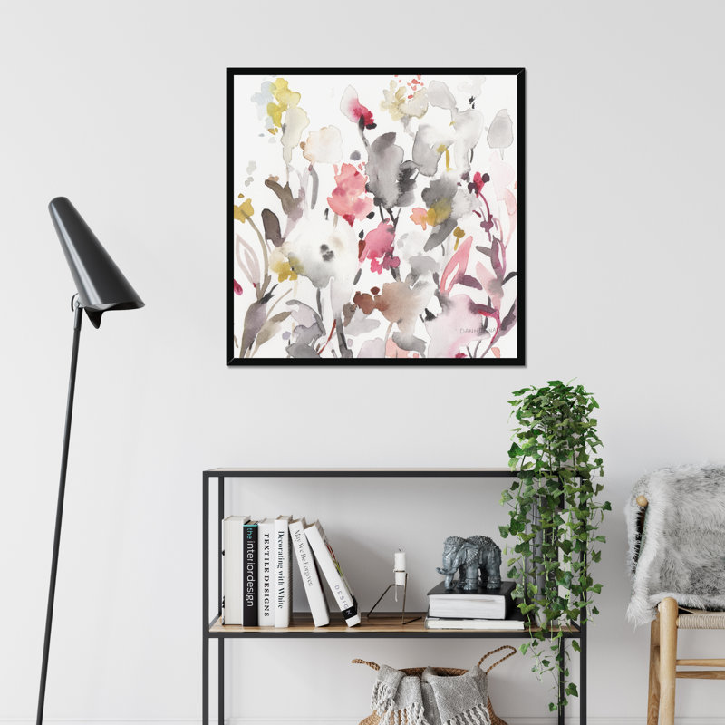 Breezy Florals I by Danhui Nai - Painting, Black Framed Paper Print, 34cm H x 34cm W