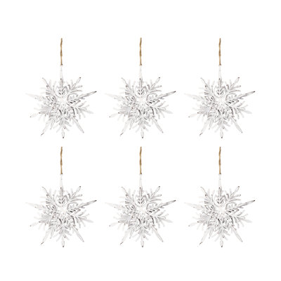 6.1X1.8X6.3" Iron Snowflake Hanger, Decorative Hanging Ball Christmas Tree Ornaments For Holiday Party Decorations, Set Of 6