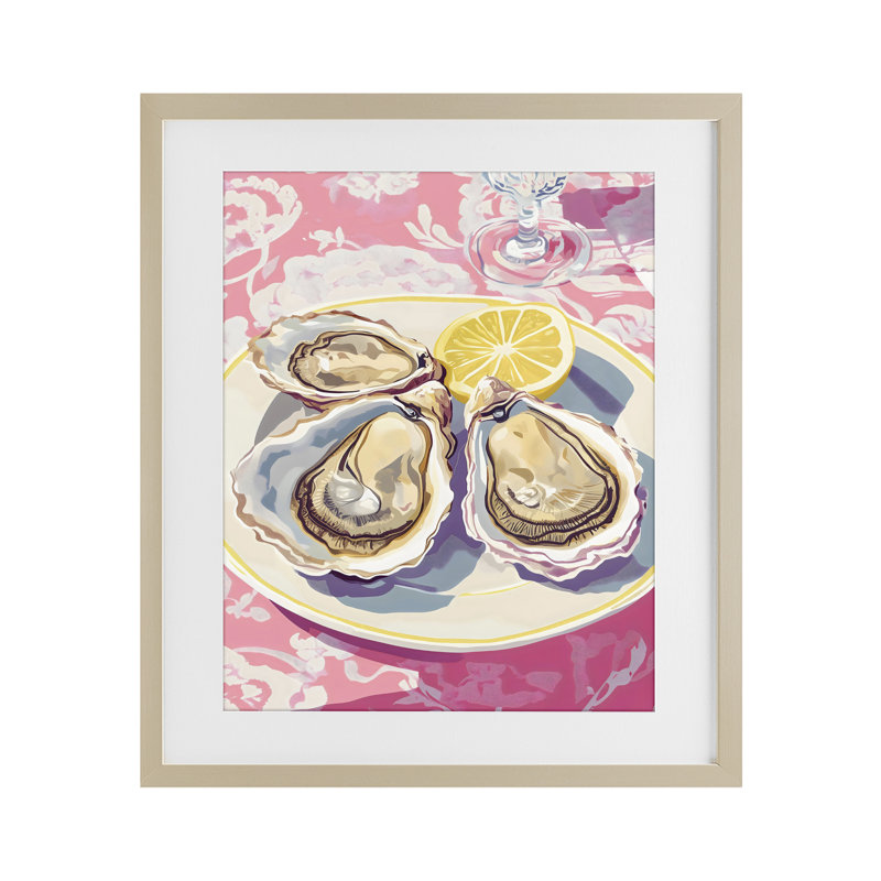 «Plated Oysters & Lemons», reproduction sous verre encadrée, design par The Prints Vibe, 21 x 17