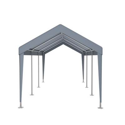 12' X 20' Portable Garage Carport, Heavy Duty With Pe Canopy & Steel Frame. 2 Doors, 4 Ventilated Windows, For Vehicle Storage, Easy Assembly, Grey Car Port Canopy, Heavy-duty Galvanized Steel. Car,