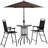 4 Piece Outdoor Patio Table - Folding Chairs, Adjustable Umbrella, Wave Textured Glass Table. Black. Construction. For Poolside, Garden, Deck. To . Dine Dining Ensemble 2 Heavy-Duty Steel, Airy Mesh.