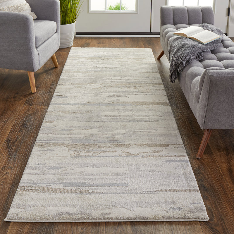 Tapis ivoire tissé à la machine Queens Boulevard, Tapis de couloir 2 pi 10 po x 7 pi 10 po