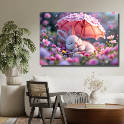 Art floral en verre trempé Floral Bunny