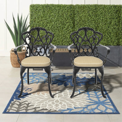 Cast Aluminum Patio Dining Chair Set With Ergonomic Design