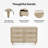Aimara 3-Piece Bedroom Set, 51" Rattan 6 Drawer Dresser & Nightstand Set of 2-1124443966
