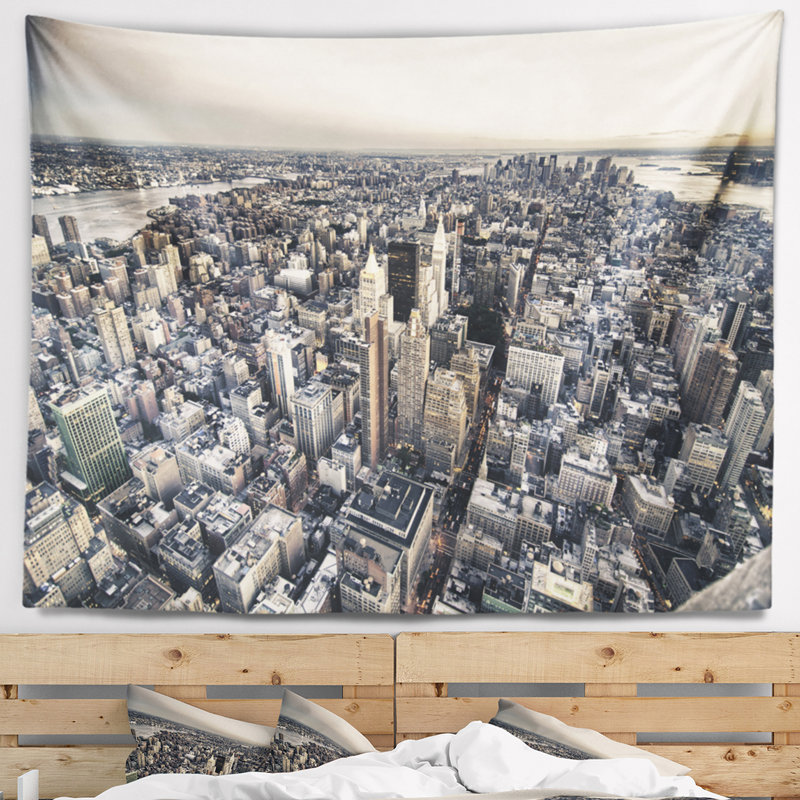 Architecture moderne et couleurs de la tapisserie new york cityscape, H 32 po x l 39 po