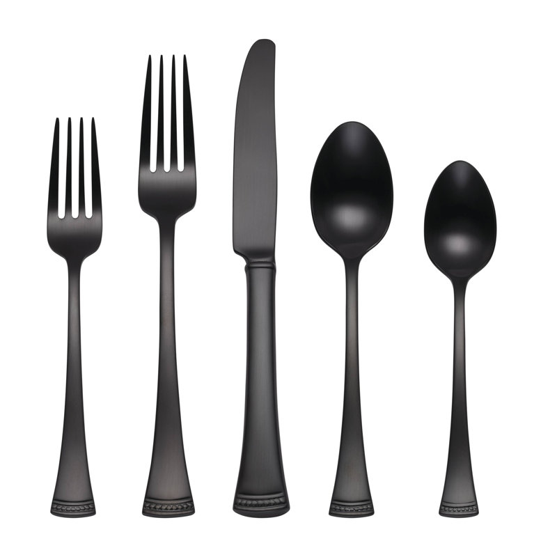 Portola Satin Black 20-Piece Flatware Set